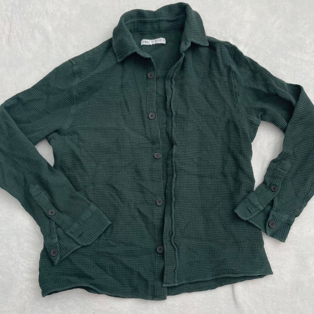 Zara green button up shirt size medium